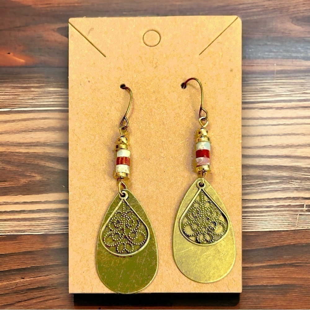 Beaded Bohemian Copper Earrings